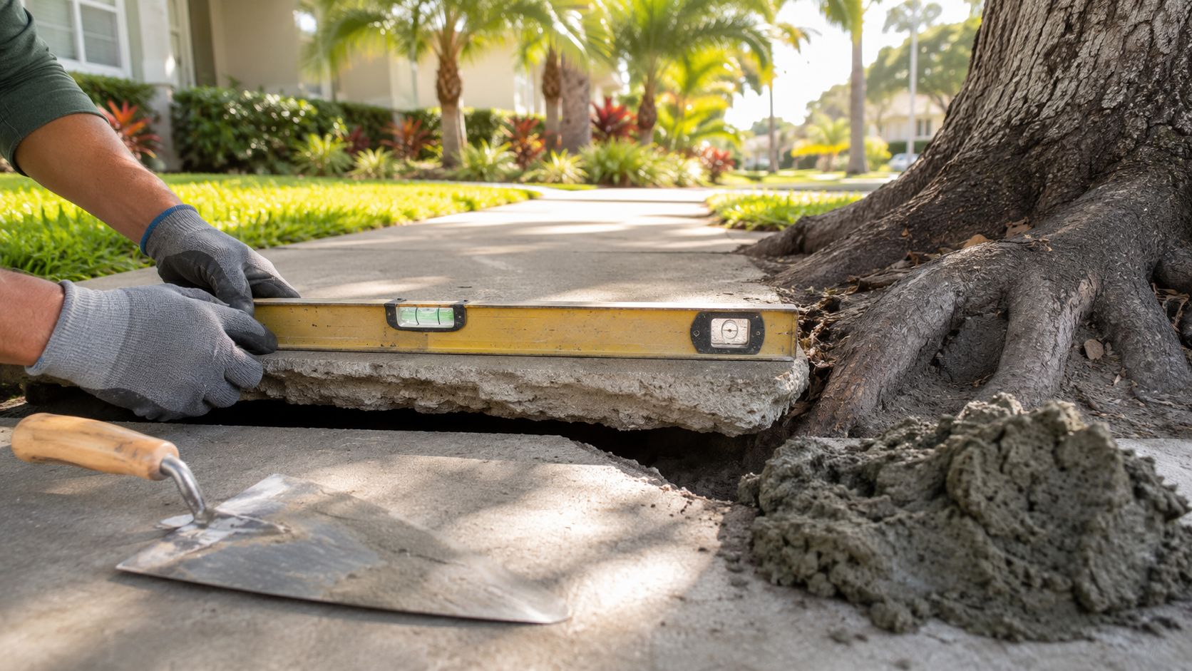 Florida Solutions for Repair Sidewalk Raised Tree Roots In