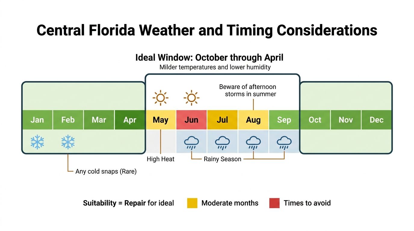 A chart detailing the best and worst months for DIY driveway repair in Central Florida.